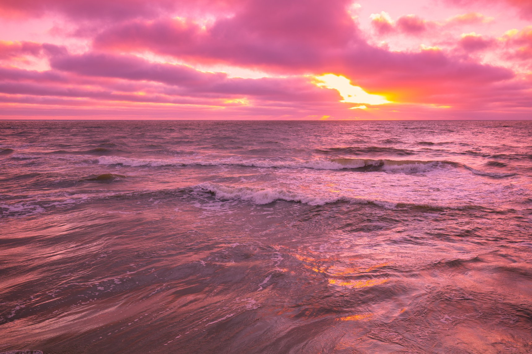 Pink sunset over sea