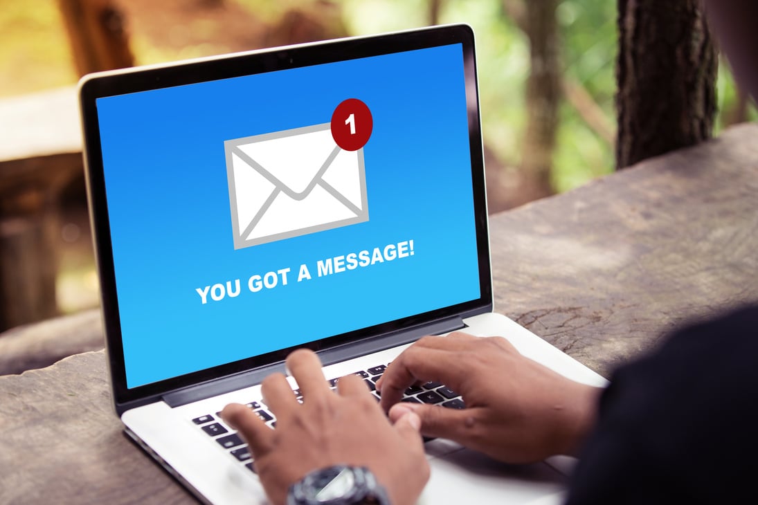 You've got a mail message on laptop screen concept